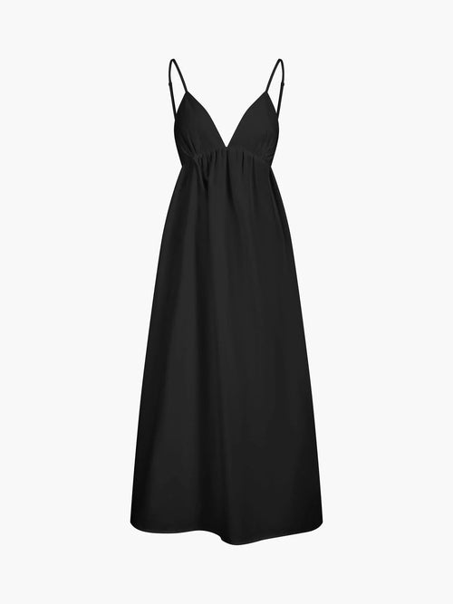 Women's Backless V-Neck Midi Dress